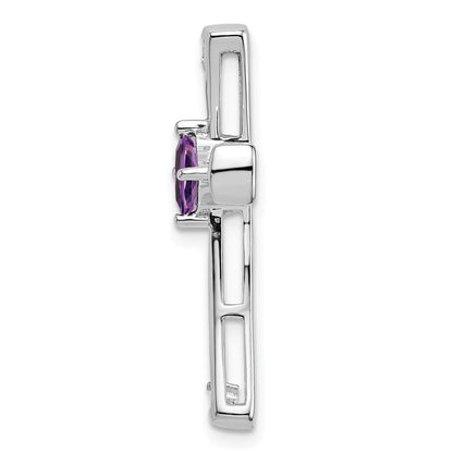 14k White Gold Amethyst and Real Diamond Cross Chain Slide