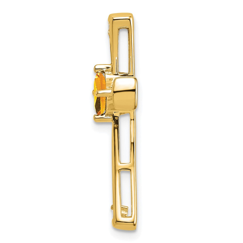 14K Yellow Gold Citrine and Real Diamond Cross Chain Slide