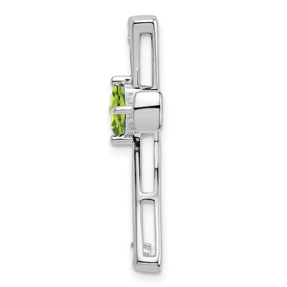 14k White Gold Peridot and Real Diamond Cross Chain Slide