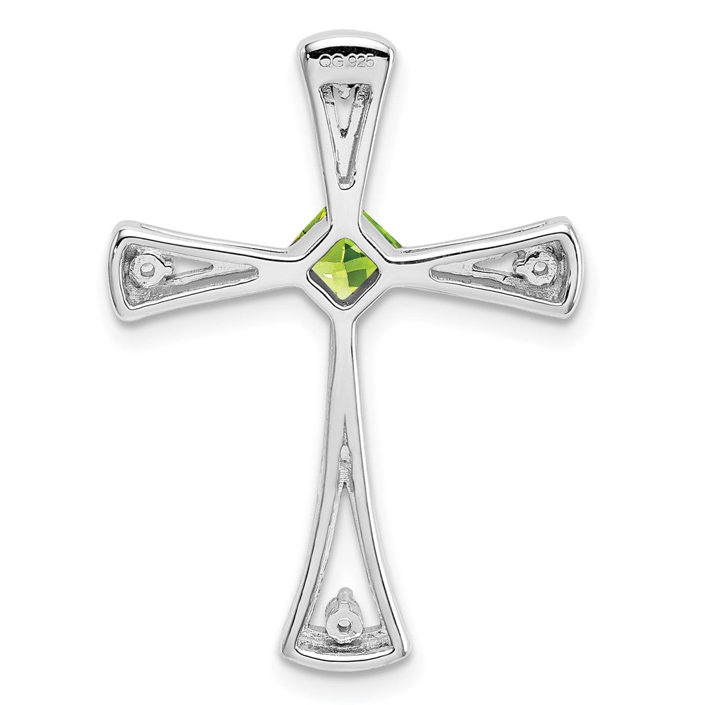 14k White Gold Peridot and Real Diamond Cross Chain Slide