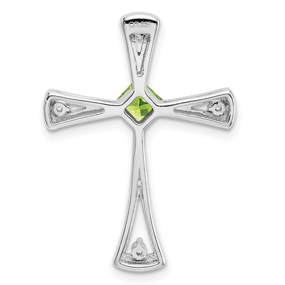 14k White Gold Peridot and Real Diamond Cross Chain Slide