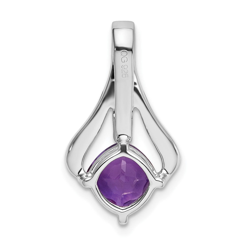 14k White Gold Amethyst and Real Diamond Pendant