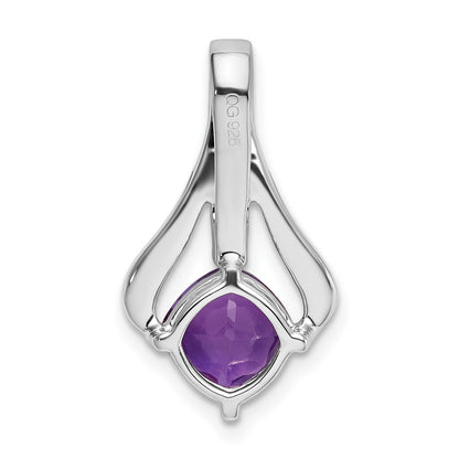 14k White Gold Amethyst and Real Diamond Pendant