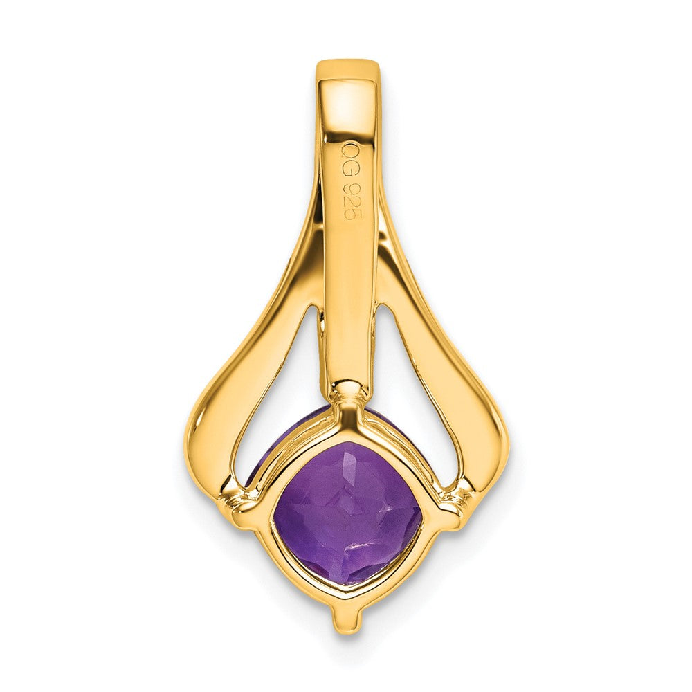 14K Yellow Gold Amethyst and Real Diamond Pendant