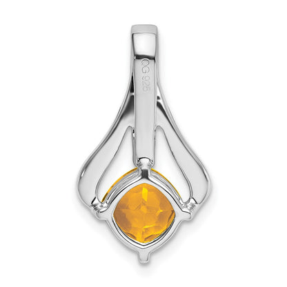 14k White Gold Citrine and Real Diamond Pendant