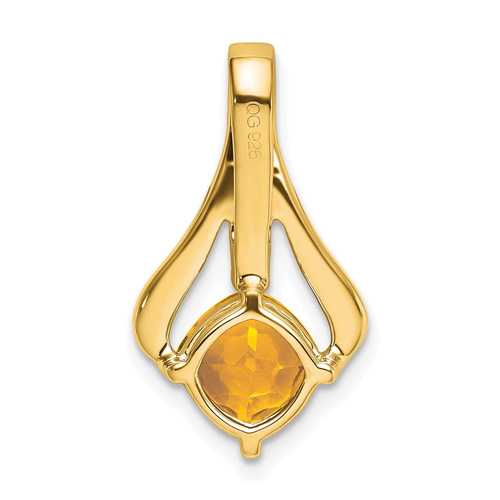 14K Yellow Gold Citrine and Real Diamond Pendant
