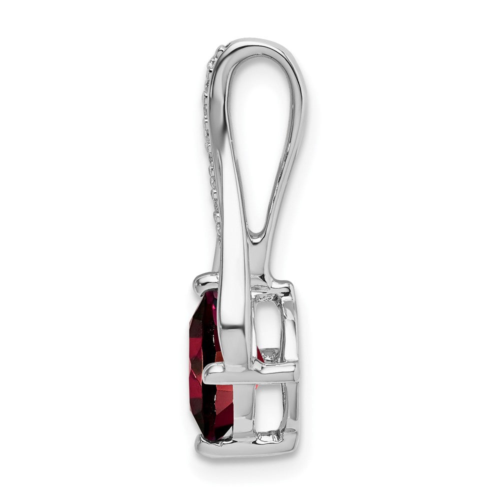14k White Gold Garnet and Real Diamond Pendant