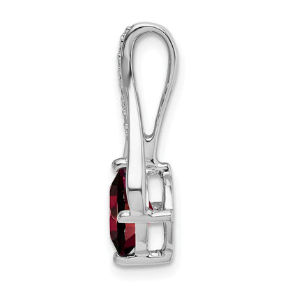 14k White Gold Garnet and Real Diamond Pendant