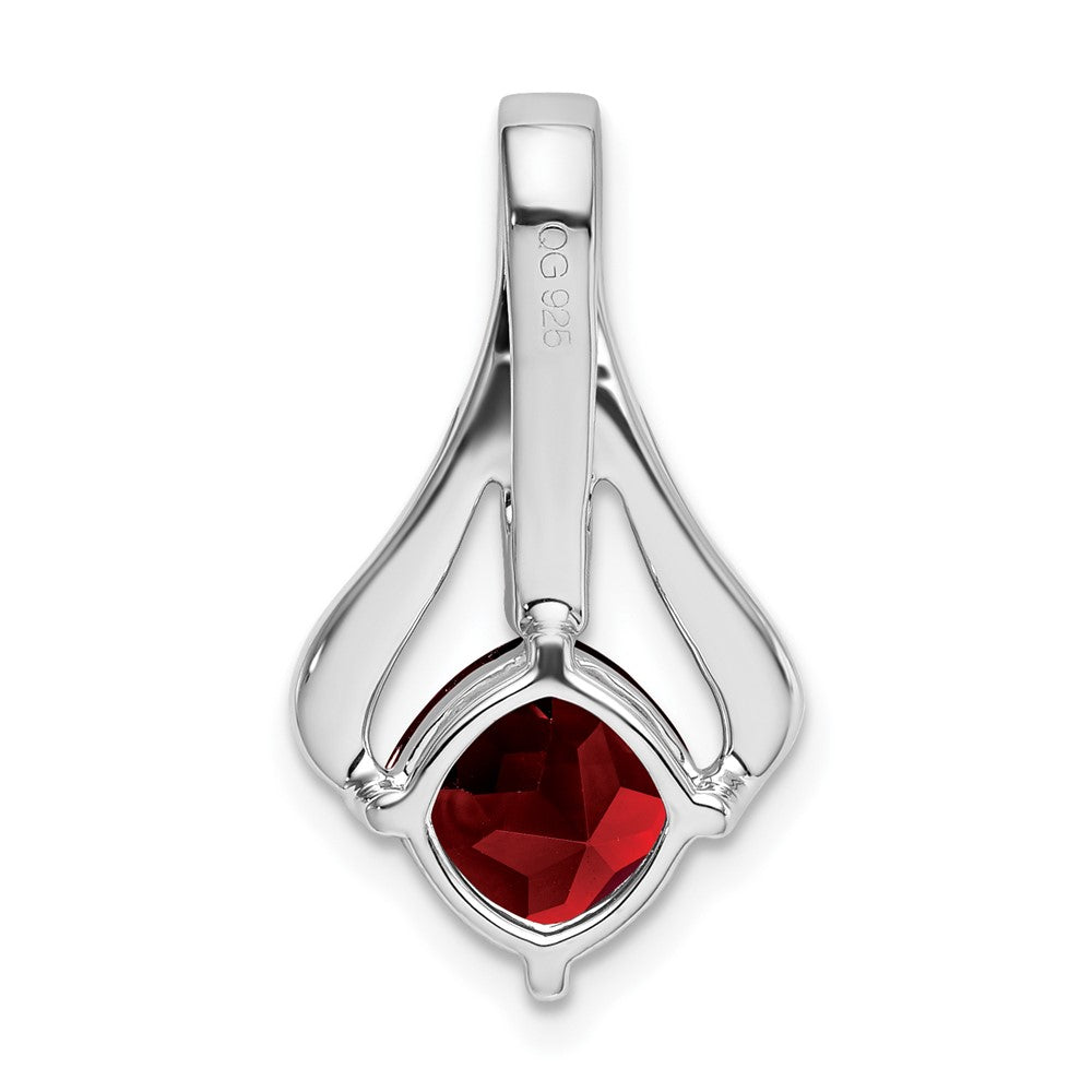 14k White Gold Garnet and Real Diamond Pendant
