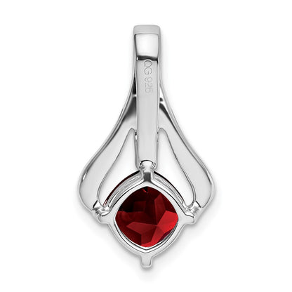 14k White Gold Garnet and Real Diamond Pendant