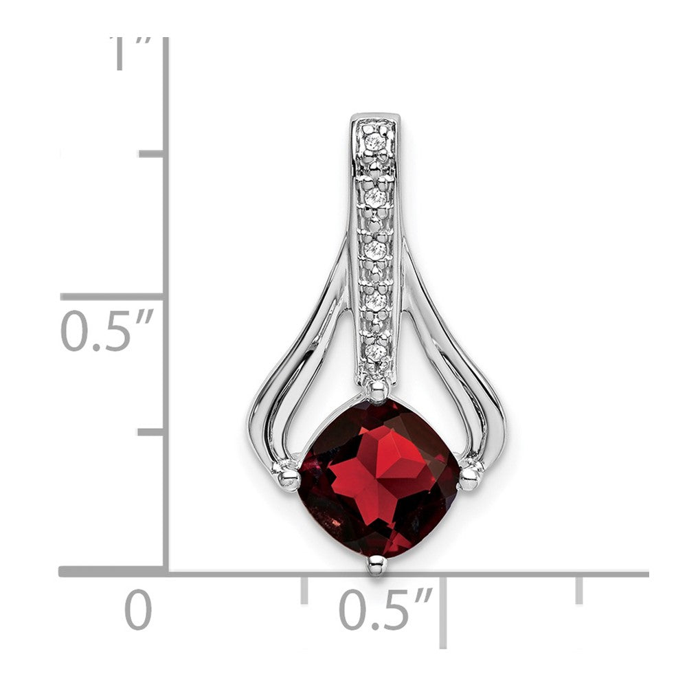 14k White Gold Garnet and Real Diamond Pendant