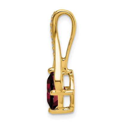 14K Yellow Gold Garnet and Real Diamond Pendant
