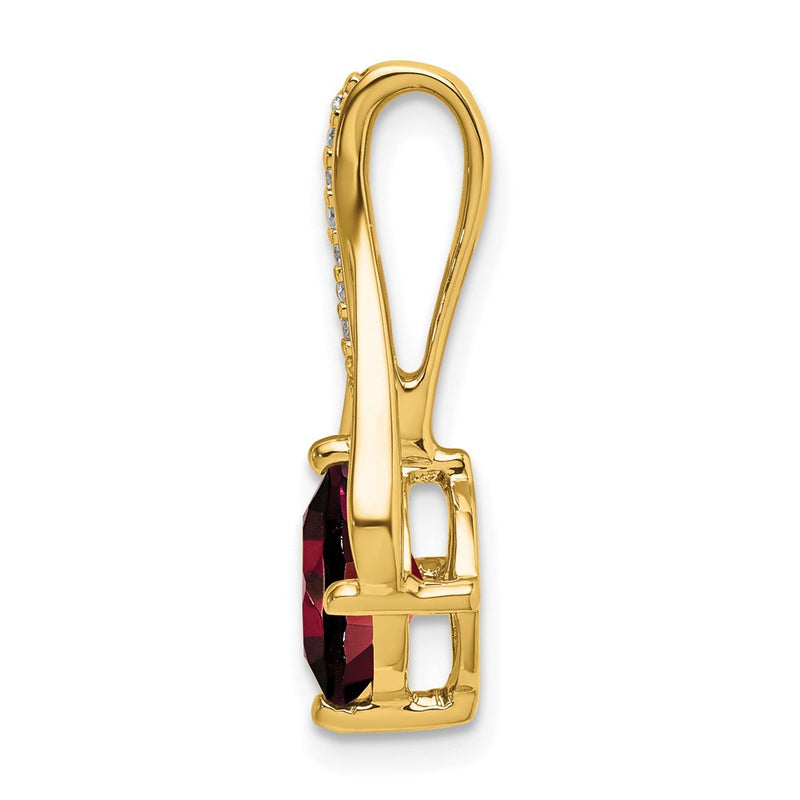 14K Yellow Gold Garnet and Real Diamond Pendant