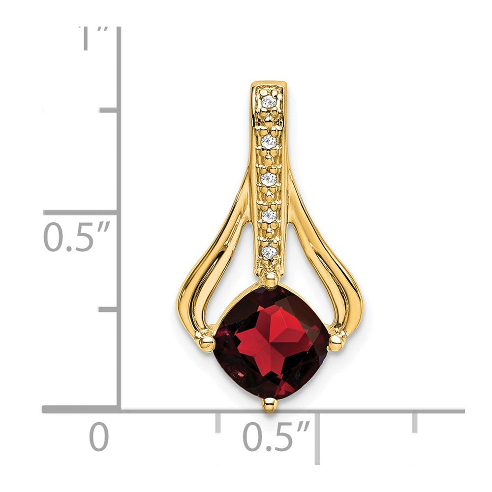 14K Yellow Gold Garnet and Real Diamond Pendant