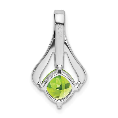 14k White Gold Peridot and Real Diamond Pendant