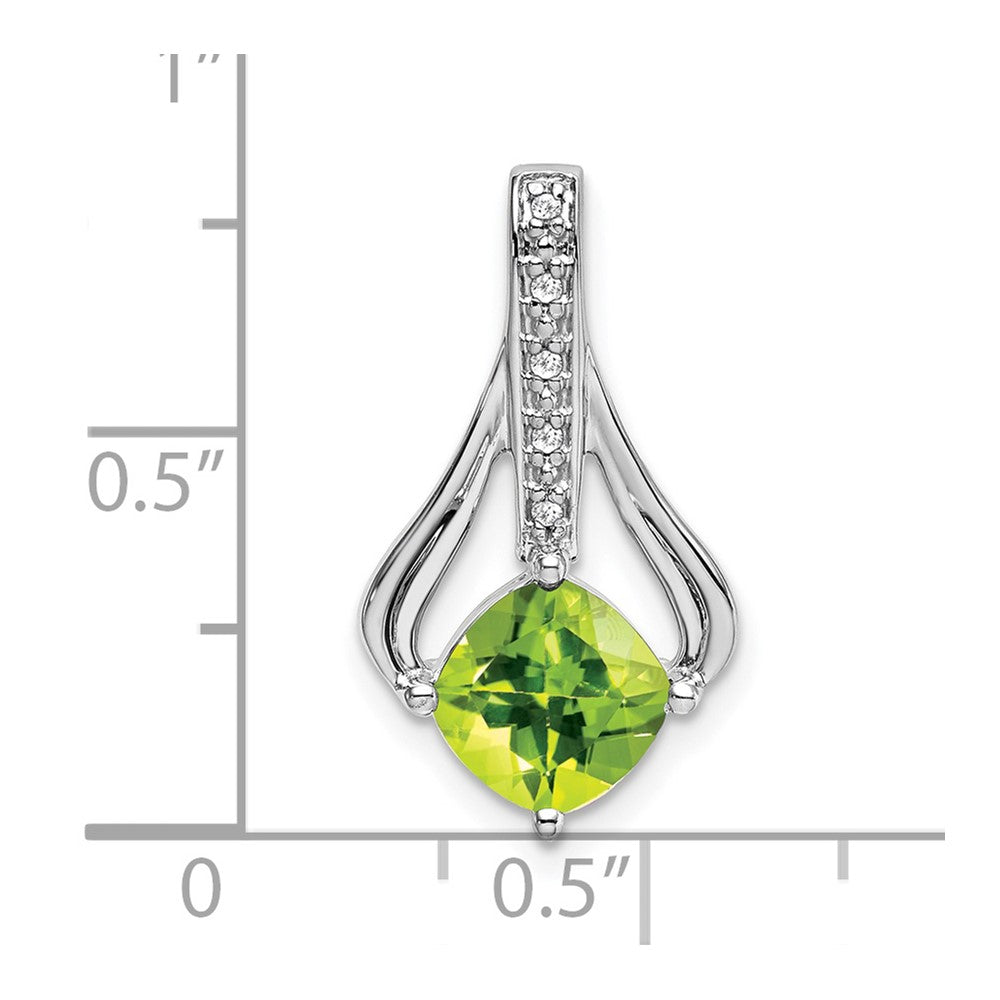 14k White Gold Peridot and Real Diamond Pendant
