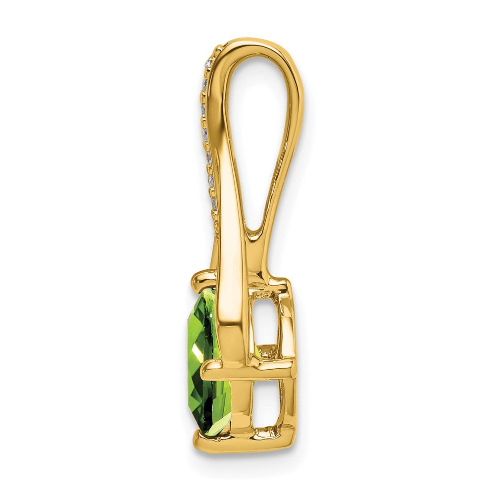 14K Yellow Gold Peridot and Real Diamond Pendant