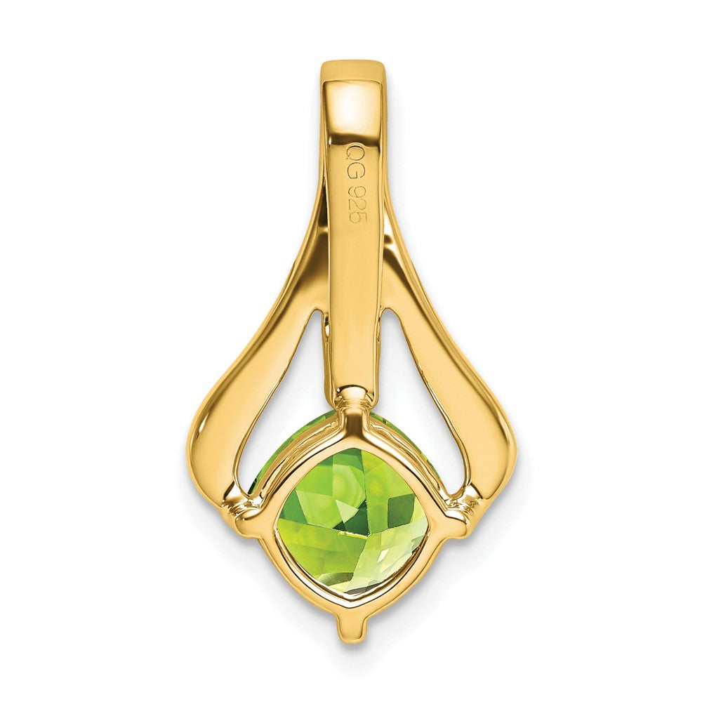 14K Yellow Gold Peridot and Real Diamond Pendant