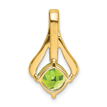 14K Yellow Gold Peridot and Real Diamond Pendant