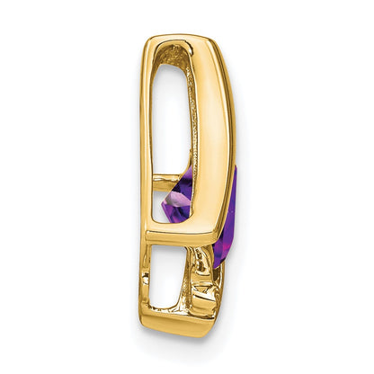 10k Yellow Gold Amethyst and Real Diamond Pendant