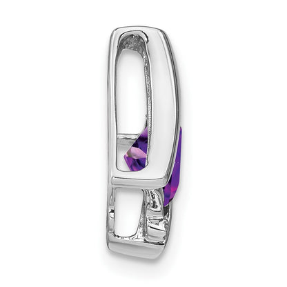 14k White Gold Amethyst and Real Diamond Pendant