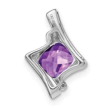 14k White Gold Amethyst and Real Diamond Pendant