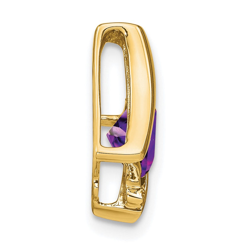 14K Yellow Gold Amethyst and Real Diamond Pendant