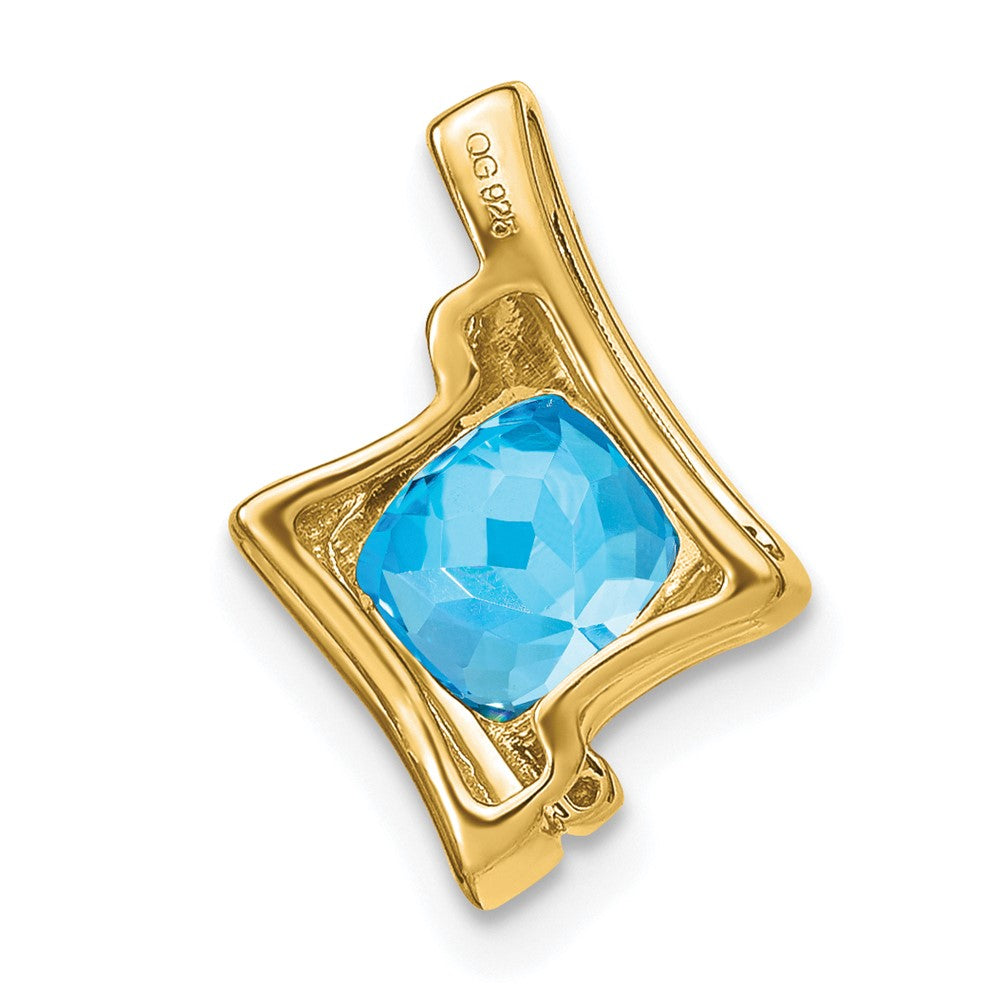 10k Yellow Gold Blue Topaz and Real Diamond Pendant