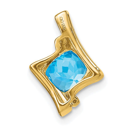 10k Yellow Gold Blue Topaz and Real Diamond Pendant