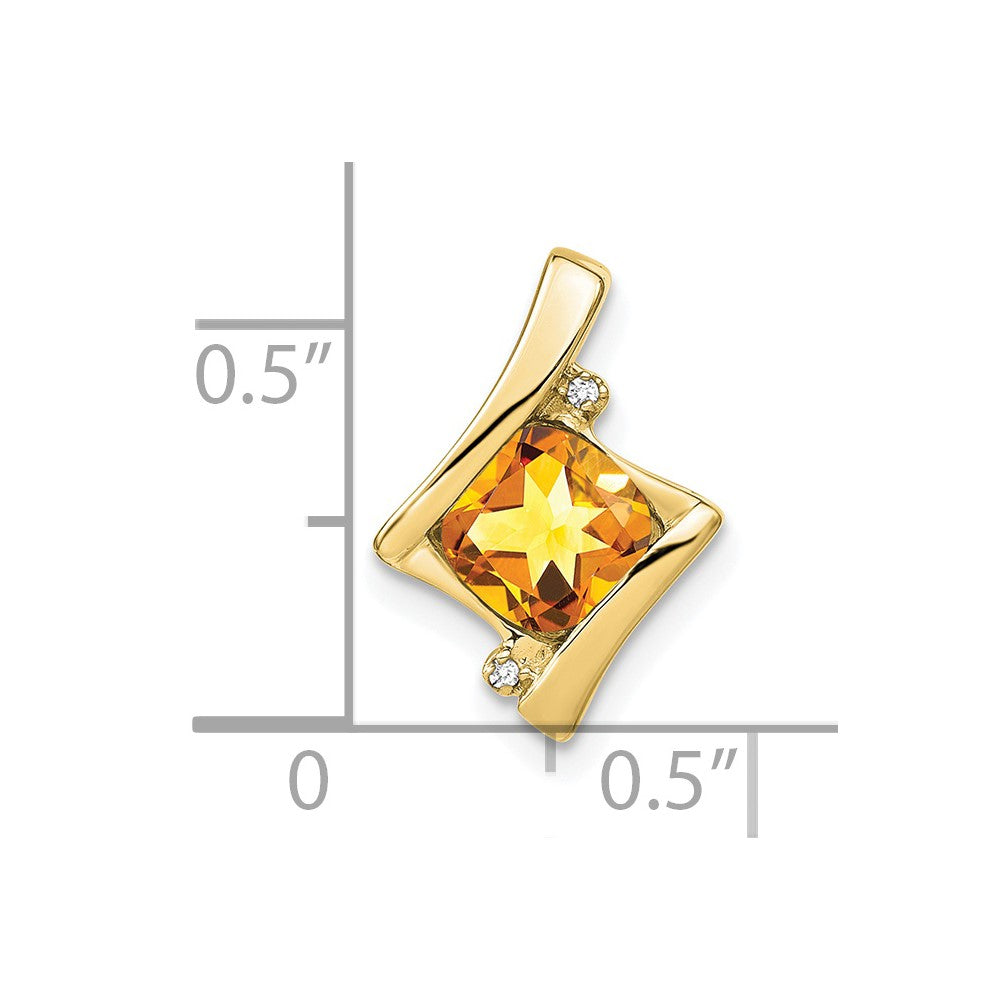 10k Yellow Gold Citrine and Real Diamond Pendant