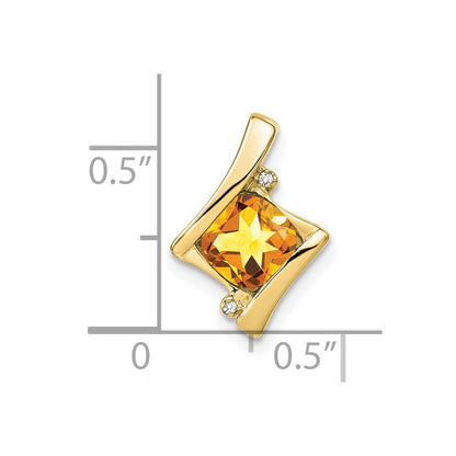 10k Yellow Gold Citrine and Real Diamond Pendant
