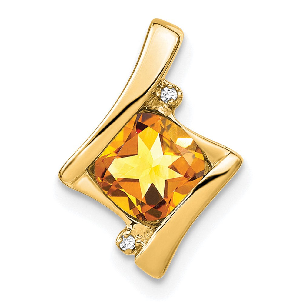 10k Yellow Gold Citrine and Real Diamond Pendant
