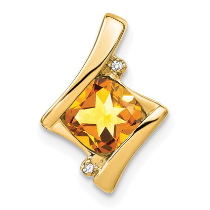 10k Yellow Gold Citrine and Real Diamond Pendant