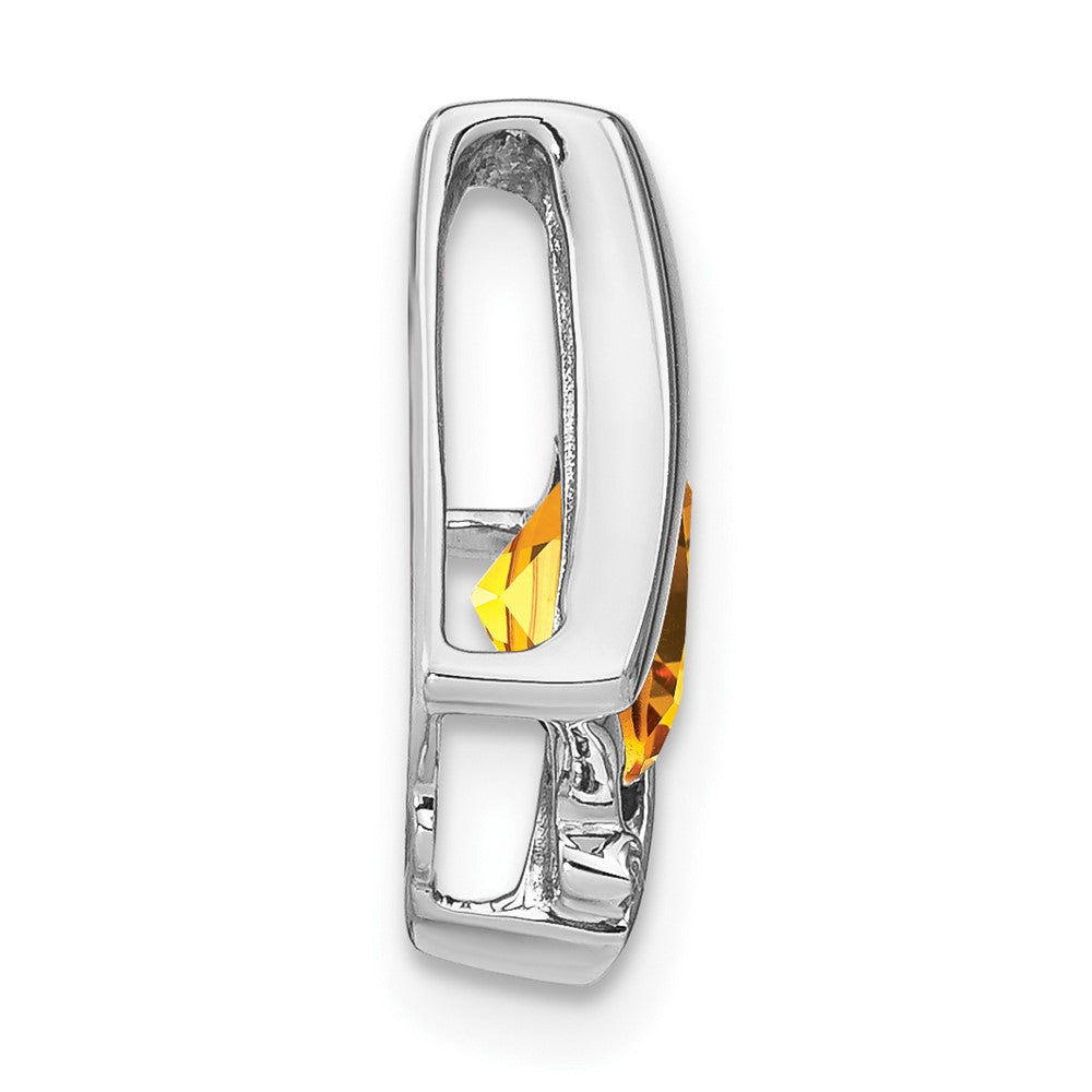 14k White Gold Citrine and Real Diamond Pendant