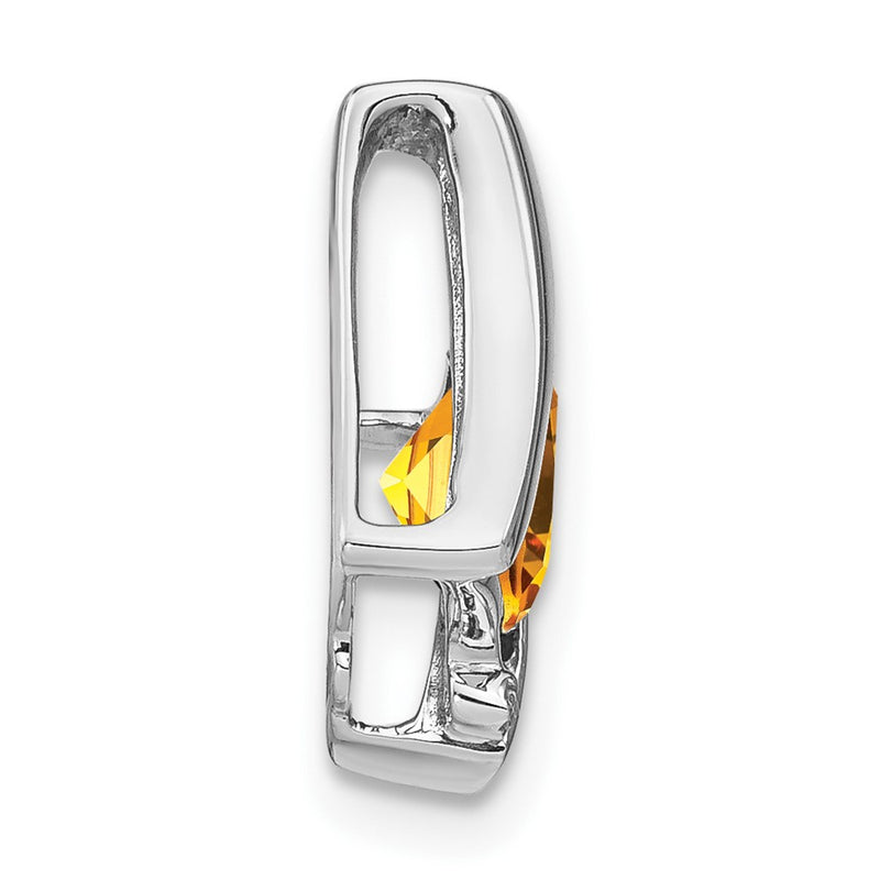 14k White Gold Citrine and Real Diamond Pendant