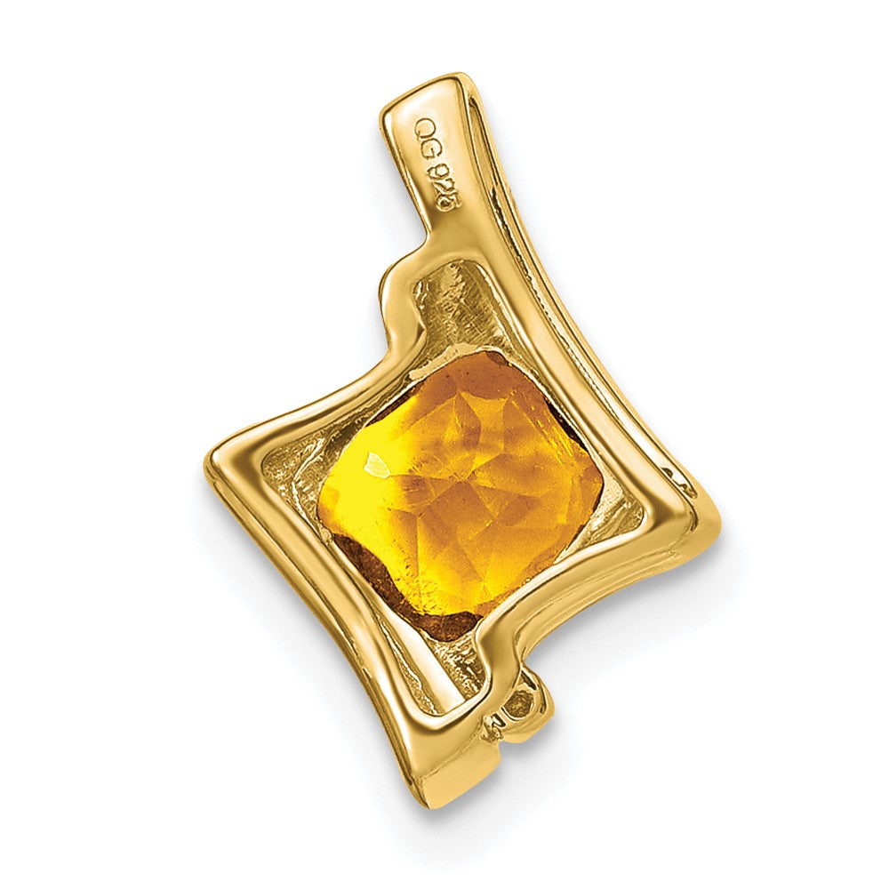 14K Yellow Gold Citrine and Real Diamond Pendant