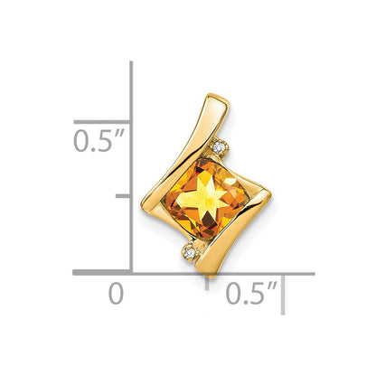 14K Yellow Gold Citrine and Real Diamond Pendant