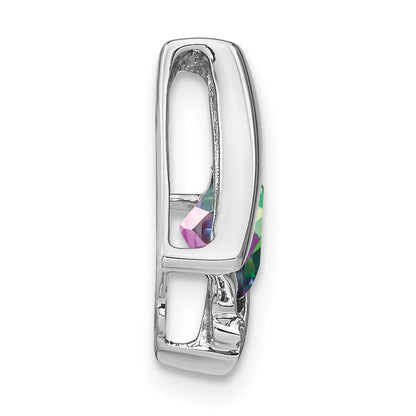 14k White Gold Mystic Fire Topaz and Real Diamond Pendant