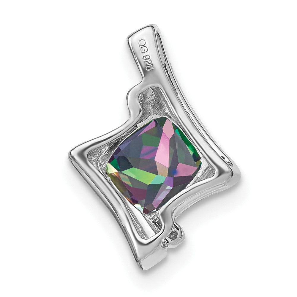 14k White Gold Mystic Fire Topaz and Real Diamond Pendant