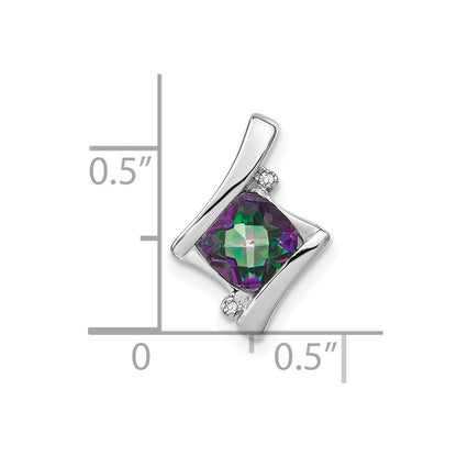 14k White Gold Mystic Fire Topaz and Real Diamond Pendant