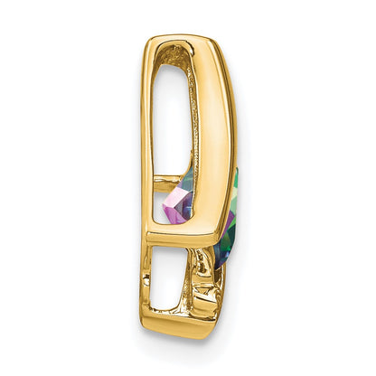 14K Yellow Gold Mystic Fire Topaz and Real Diamond Pendant