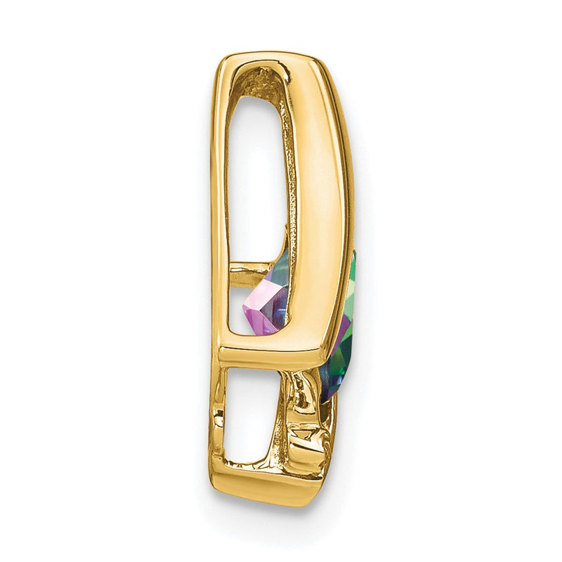 14K Yellow Gold Mystic Fire Topaz and Real Diamond Pendant