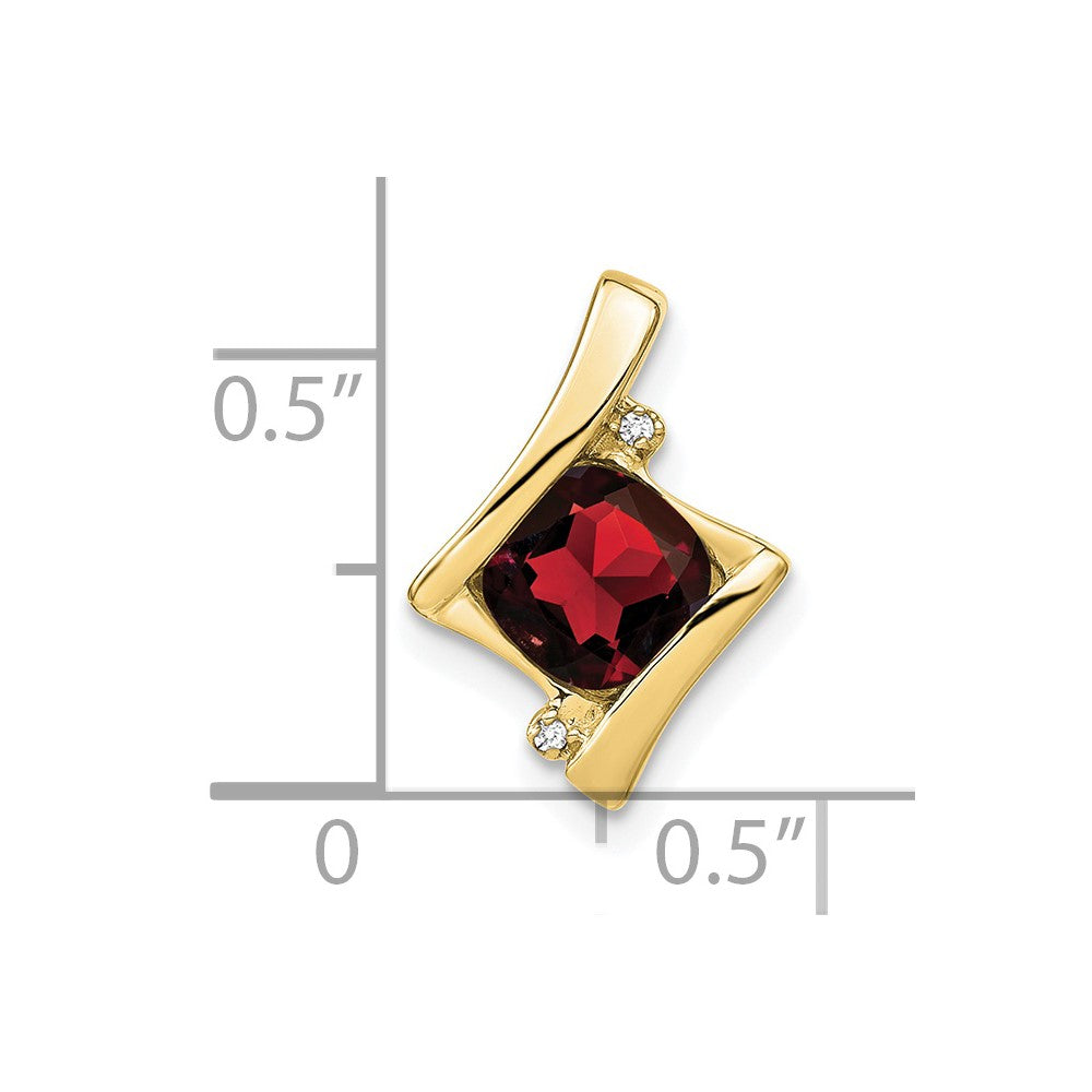 10k Yellow Gold Garnet and Real Diamond Pendant