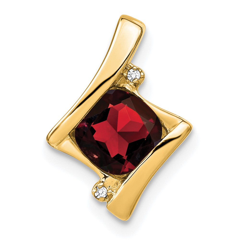 10k Yellow Gold Garnet and Real Diamond Pendant