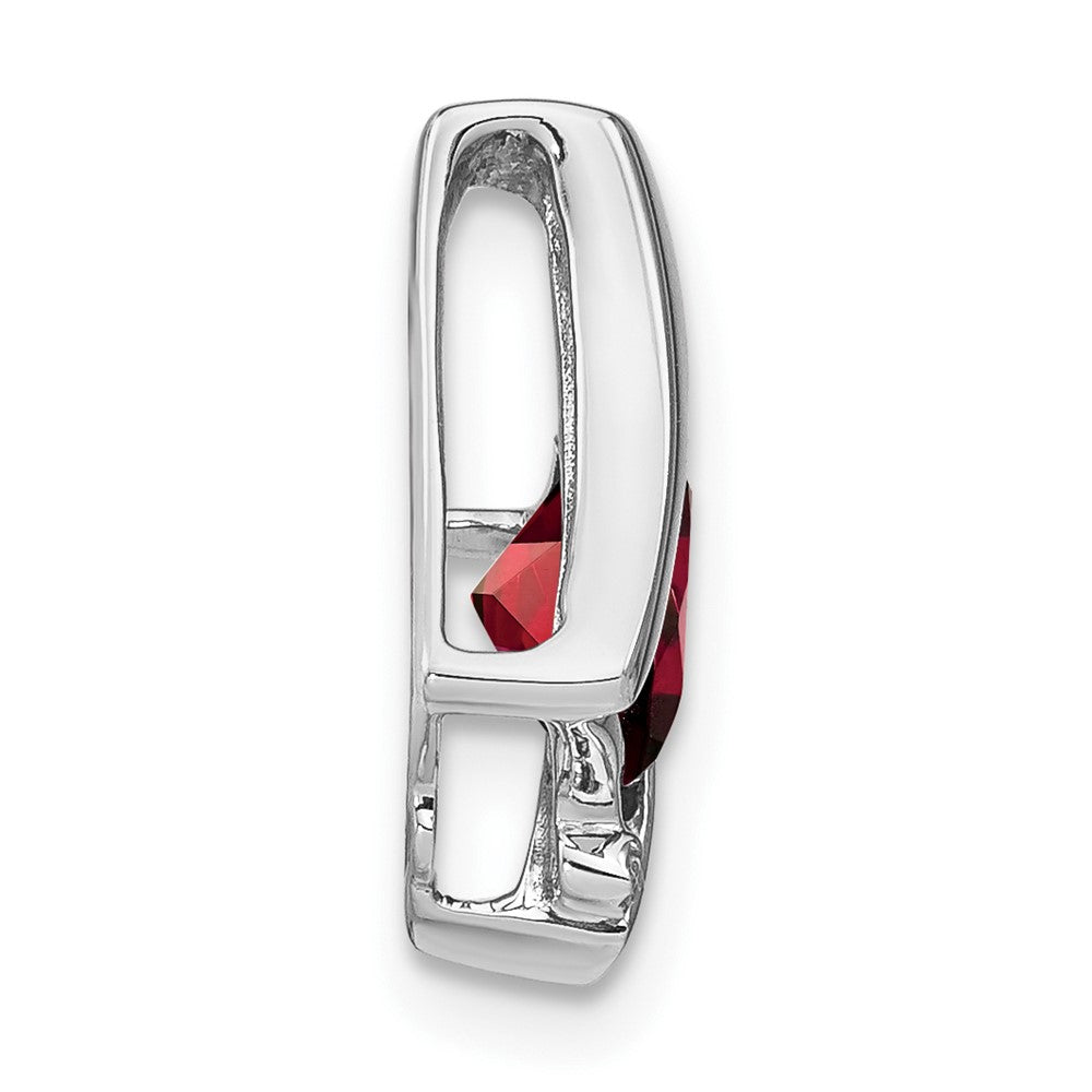 14k White Gold Garnet and Real Diamond Pendant