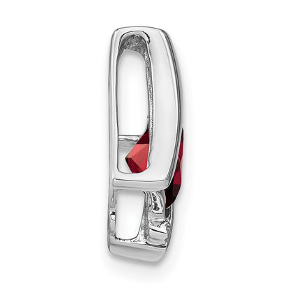 14k White Gold Garnet and Real Diamond Pendant