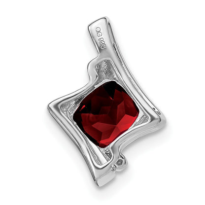 14k White Gold Garnet and Real Diamond Pendant