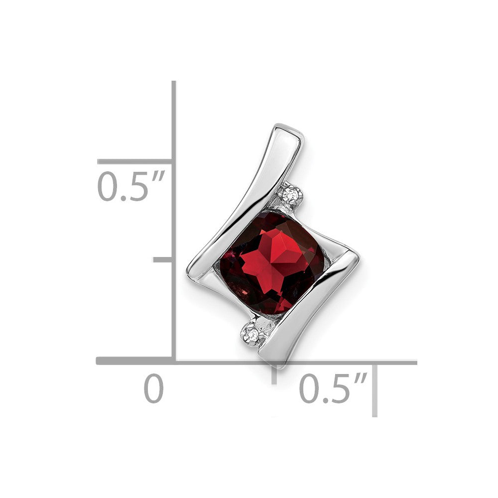 14k White Gold Garnet and Real Diamond Pendant