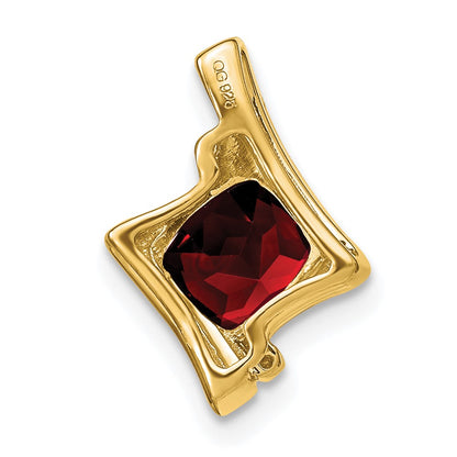 14K Yellow Gold Garnet and Real Diamond Pendant