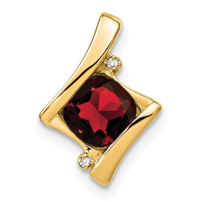 14K Yellow Gold Garnet and Real Diamond Pendant